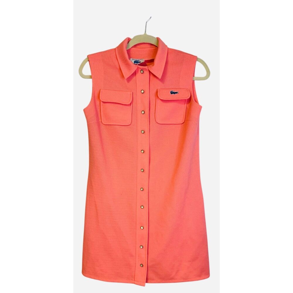 Lacoste Sleeveless Polo Shirt Dress in Coral